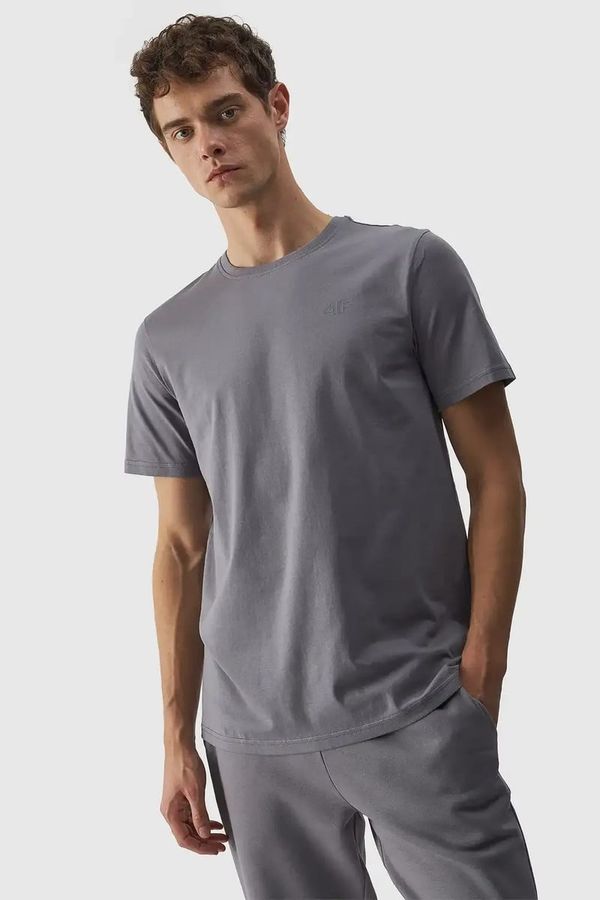 4F Men's Plain T-Shirt With Logo 4F Grey 4FWMM00TTS