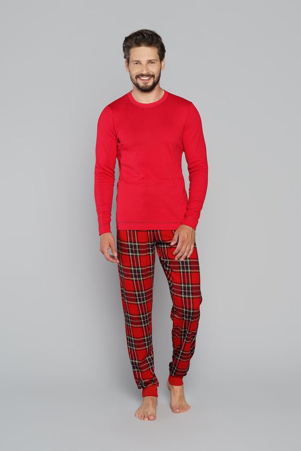 Italian Fashion Men's pyjamas Narwik, long sleeves, long pants - red/print