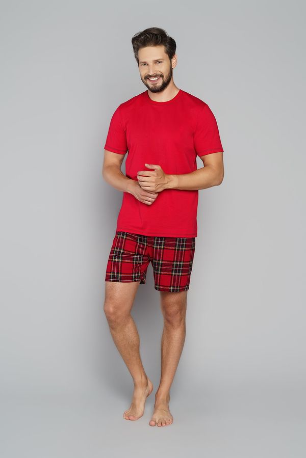 Italian Fashion Men's pyjamas Narwik, short sleeves, short legs - red/print