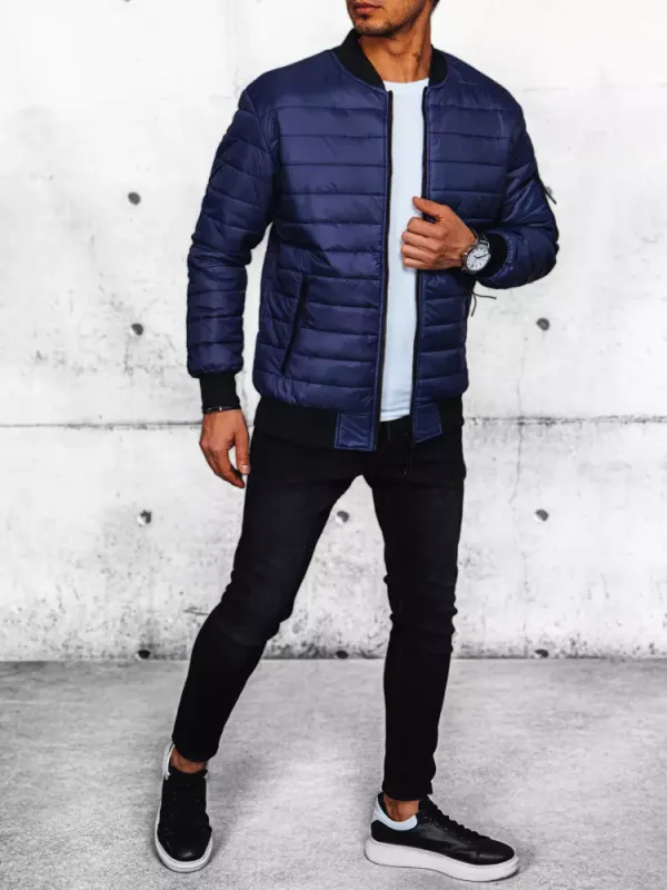 DStreet Men's Quilted Bomber Jacket dark blue Dstreet