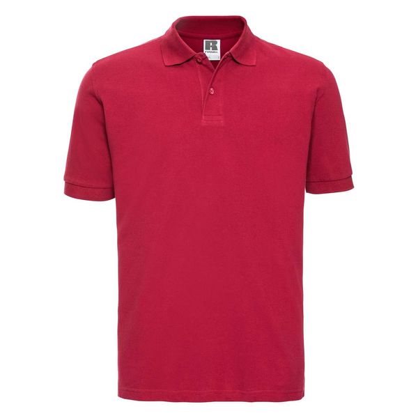 RUSSELL Men's Red Polo Shirt 100% Cotton Russell