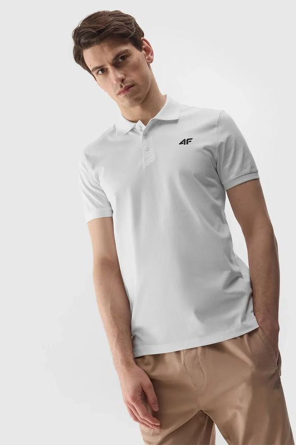 4F Men's Regular Polo Shirt With Logo 4F White 4FWMM00TPT