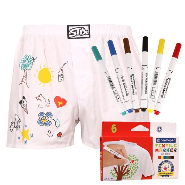 STYX Men's shorts Styx classic rubber white + markers for textiles