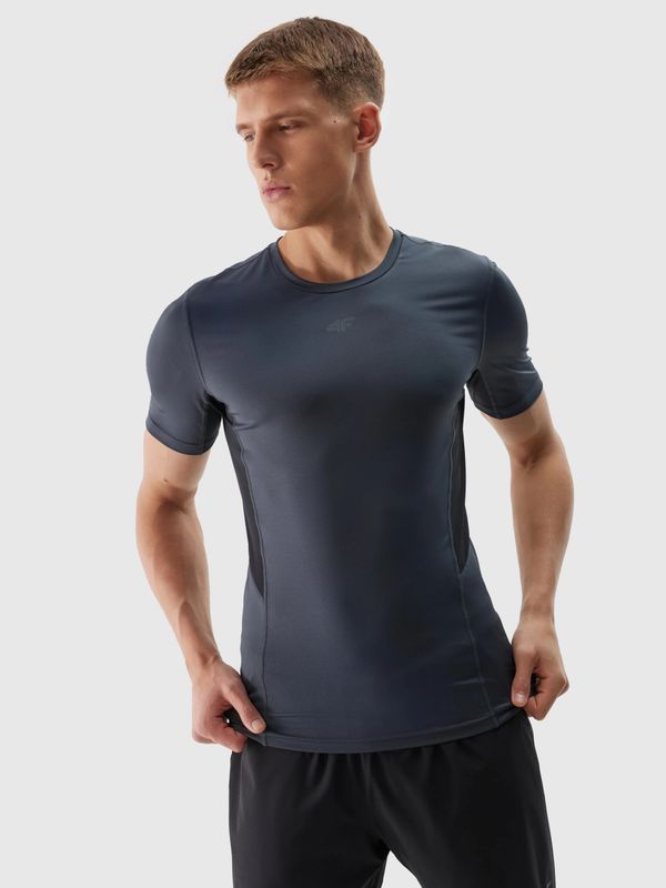 4F Men's slim sports T-shirt made of recycled 4F materials - graphite
