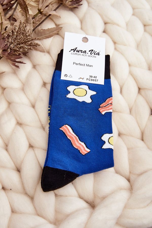 Kesi Men's socks with egg blue patterns