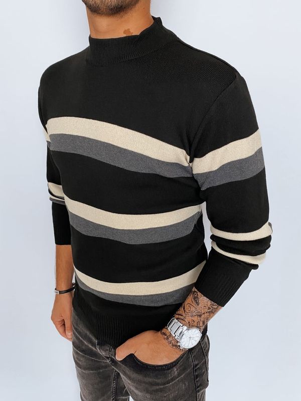 DStreet Men's Striped Turtleneck Black Dstreet