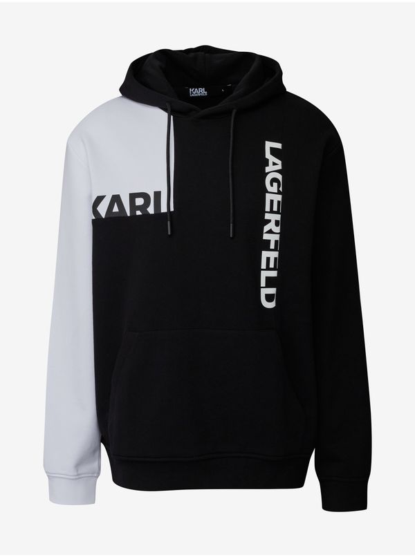 Karl Lagerfeld Men's white and black hooded sweatshirt KARL LAGERFELD - Men