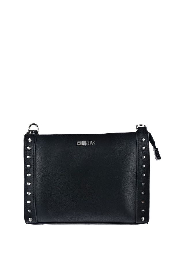 BIG STAR SHOES Messenger Leather Bag with Big Star Studs KK574136 Black