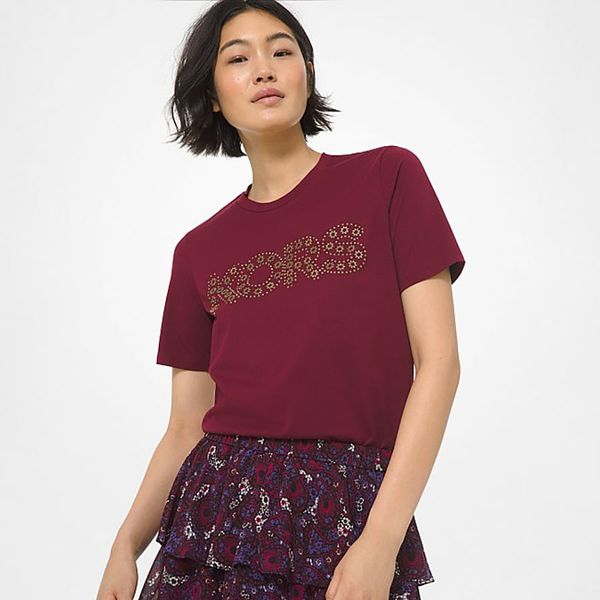 Michael Kors Michael Kors T-shirt - KORS STUDDED TEE burgundy