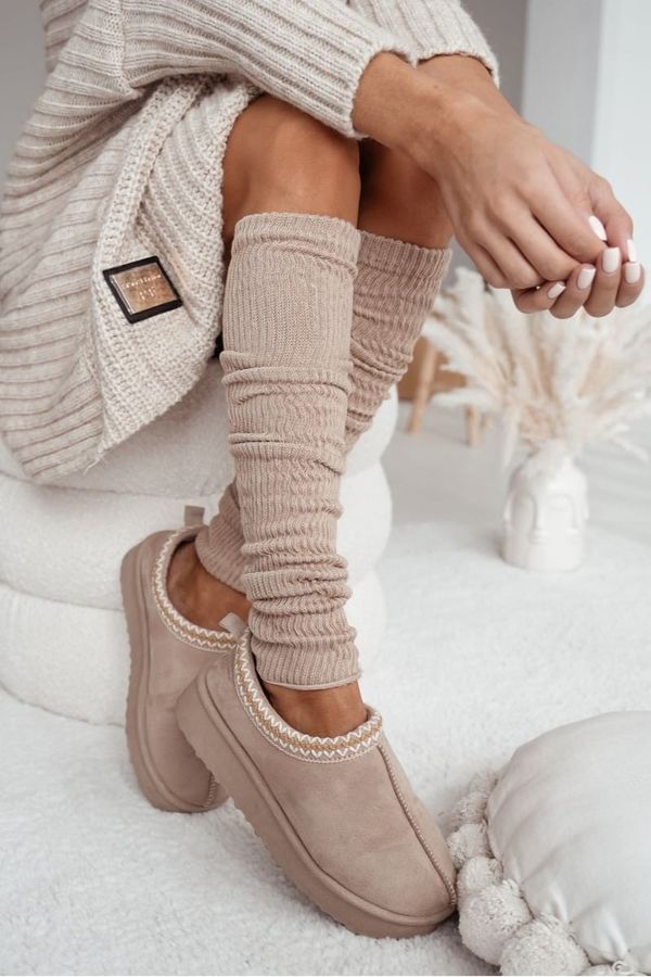 Milena Milena Beige Cotton Warmers In Stripe