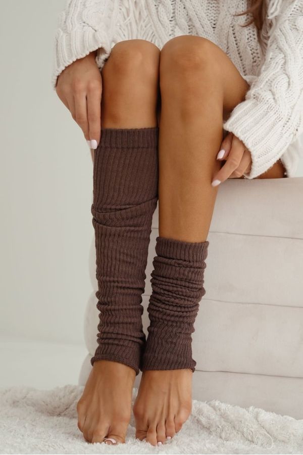 Milena Milena Cotton Warmers In Stripes Brown