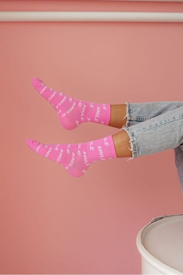 Milena Milena Ladies Cotton Socks With Print Smile Pink