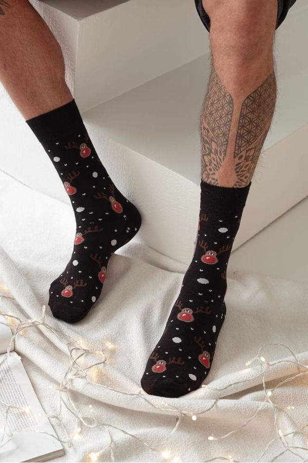 Milena Milena Men's Christmas Socks Reindeer Black