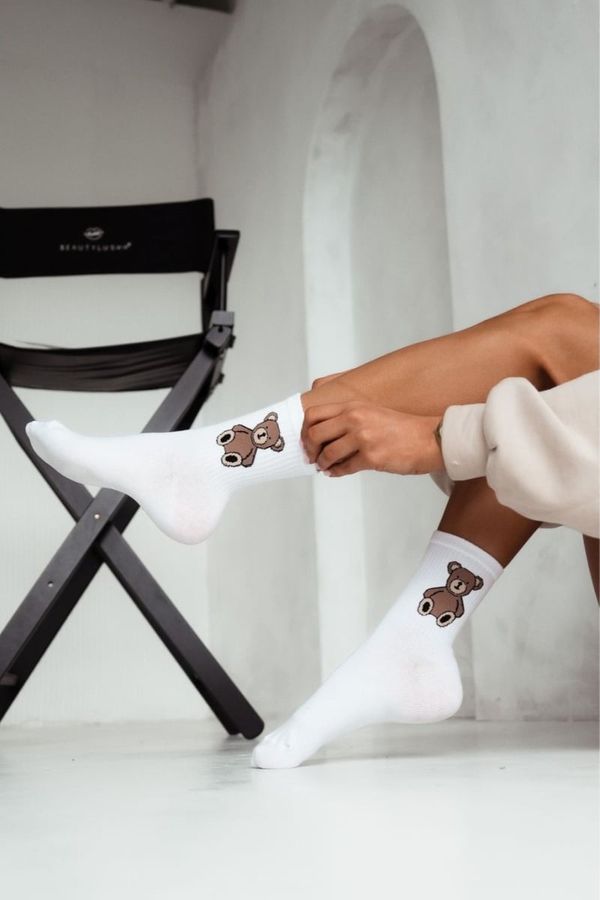 Milena Milena Women's Cotton Socks With Bear White