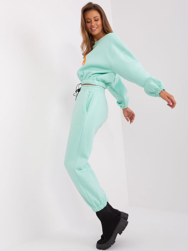 Fashionhunters Mint and fluoroorange tracksuit with letter A