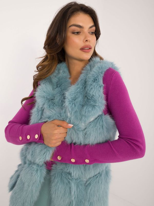 Fashionhunters Mint fur vest with hook-and-loop fastening