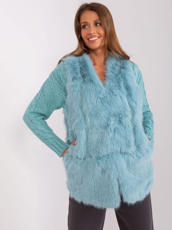 Fashionhunters Mint fur vest with lining