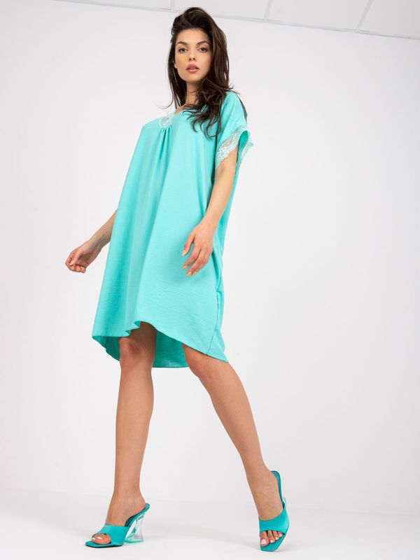Fashionhunters Mint loose oversize dress with V-neck