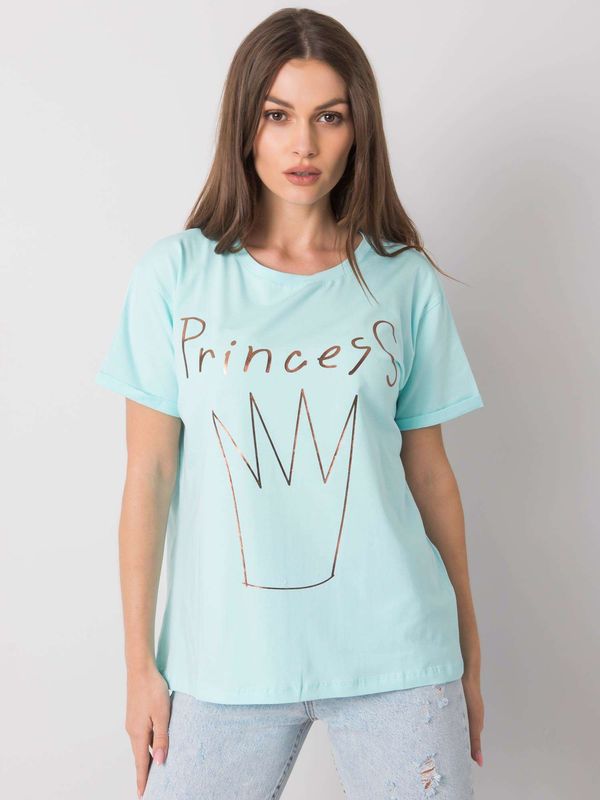 Fashionhunters Mint Women's Cotton T-Shirt with Print