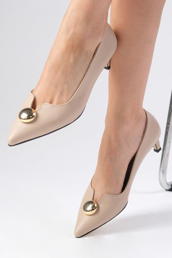 Mio Gusto Mio Gusto Charlotte Nude Pointed Flat Toe Women's High Heel Shoes