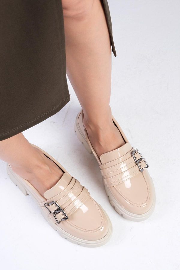 Mio Gusto Mio Gusto Gaby Nude Women's Loafers with Thick Soles.