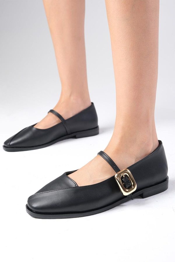 Mio Gusto Mio Gusto Juliet Black Color Side Buckle Women's Ballerina Shoes