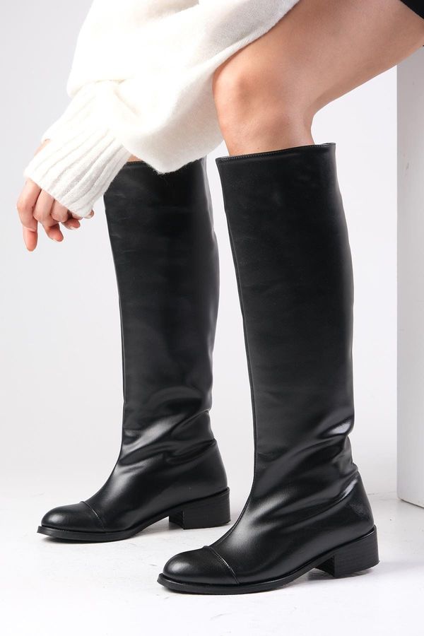 Mio Gusto Mio Gusto Parley Black Color No Zipper With Thin, Faux Für Lined Women's Equestrian Boots.