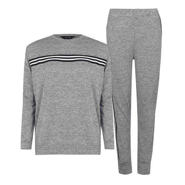 Miso Miso Tape Striped Top and Joggers Tracksuit Loungewear Co Ord Set