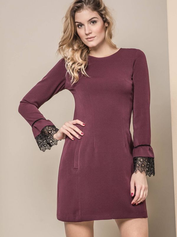 MISS CITY MISS CITY DRESS WITH LACE AT THE SLEEVES PURPLE