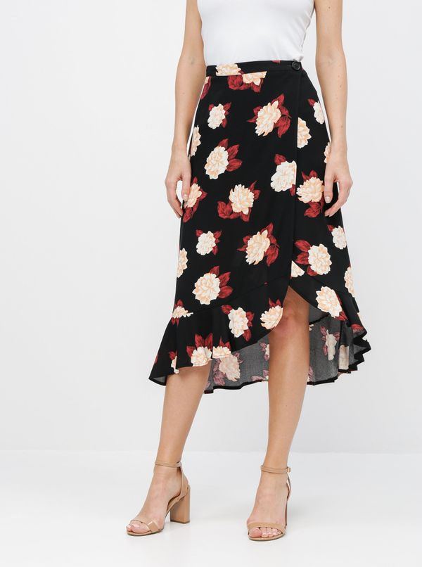 Miss Selfridge Miss Selfridge's Black Floral Wrap Skirt