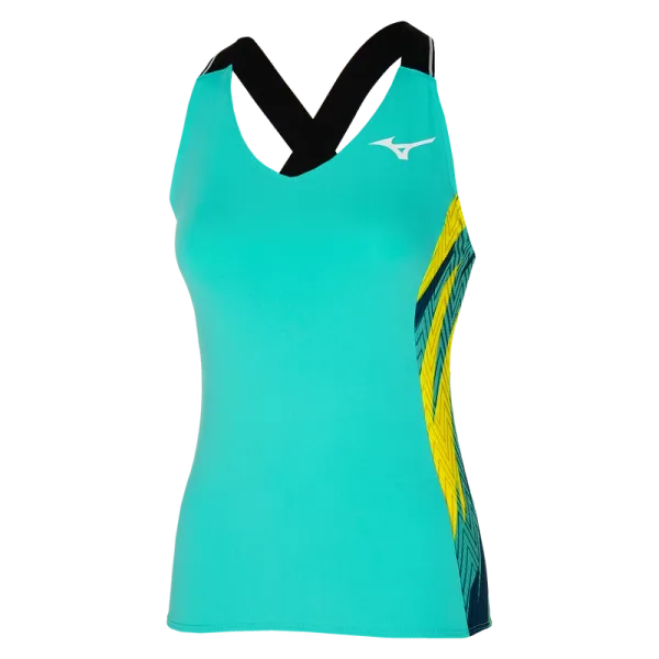 Mizuno Mizuno Printed Tank Turquoise L Women's T-Shirt