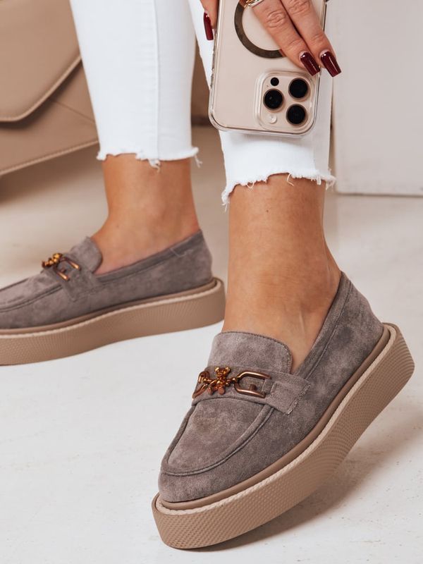 DStreet Mokasyny damskie na platformie LOFELIS szare Dstreet