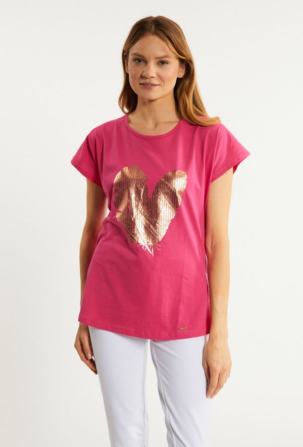 MONNARI MONNARI Woman's T-Shirts Women's Cotton T-Shirt With An Interesting Pattern