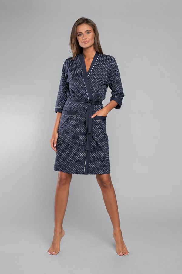 Italian Fashion Montana 3/4 sleeve bathrobe - navy blue