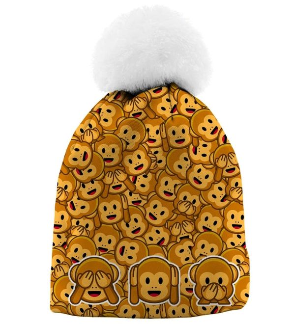 Mr. GUGU & Miss GO Mr. GUGU & Miss GO Woman's Three Wise Monkeys Beanie WB21WH 2228