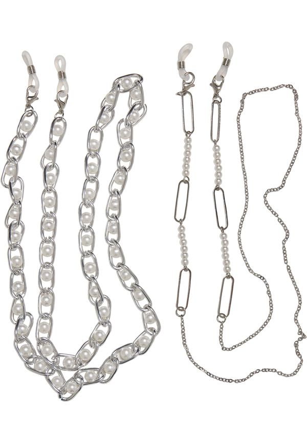 Urban Classics Multifunctional Chain with Pearls 2-Pack - Silver Colors