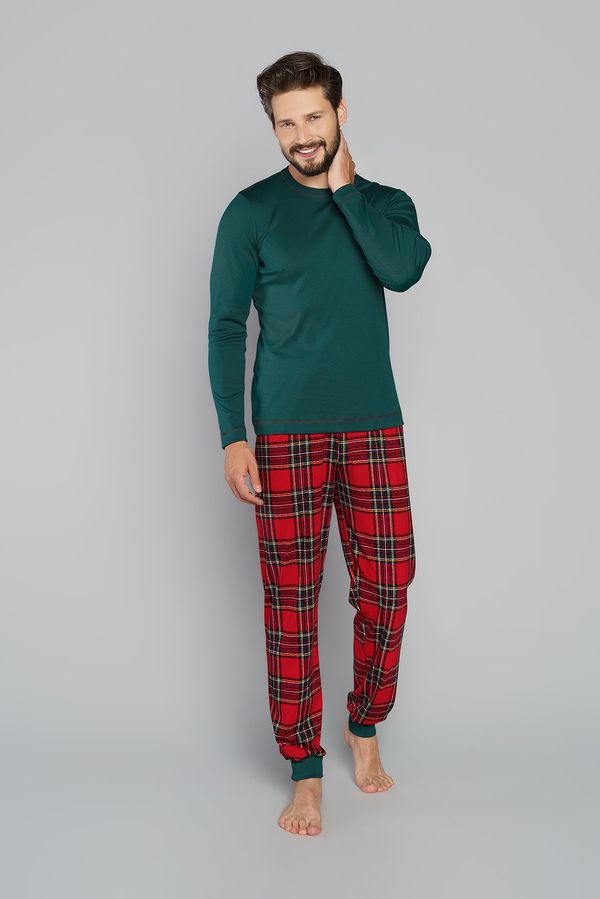 Italian Fashion Muška pidžama Narwik, dugi rukavi, duge noge - zeleno/print
