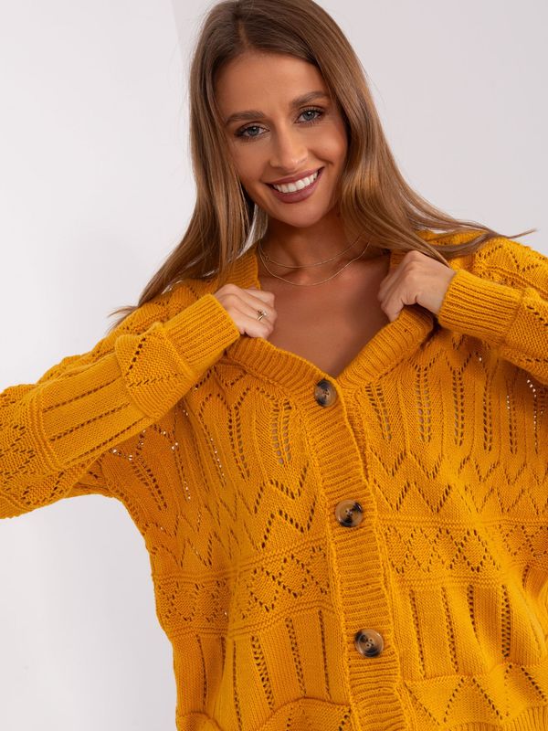 Fashionhunters Mustard women's cardigan with wool