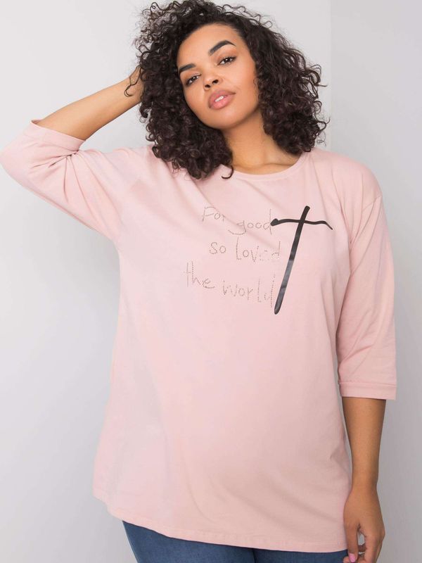 Fashionhunters Muted pink blouse with stone lettering