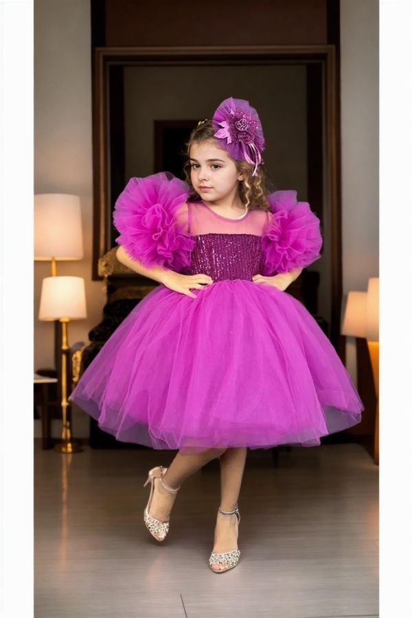dewberry N4732 Dewberry Chiffon Sequined Girls Evening Dress-MOR