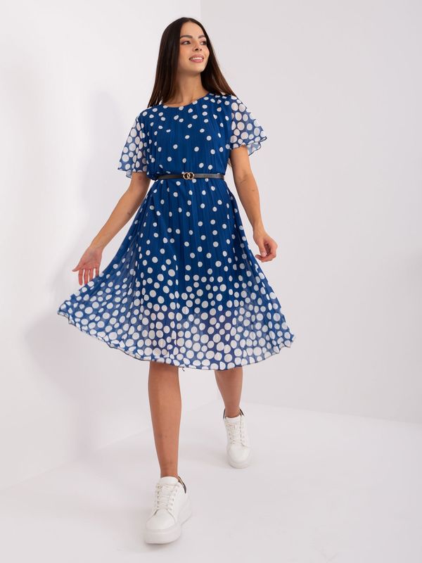 Fashionhunters Navy and white polka dot dress