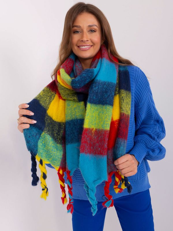 Fashionhunters Navy blue and yellow wide women's scarf