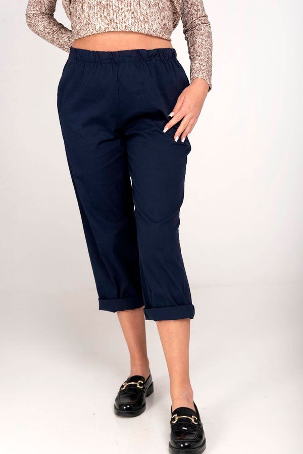 marka niezdefiniowana Navy blue cotton trousers with elastic band