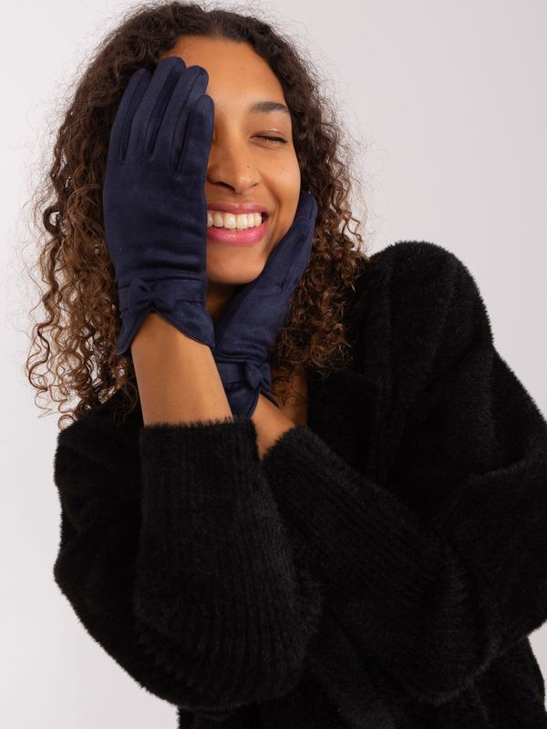 Fashionhunters Navy blue elegant gloves with insulation