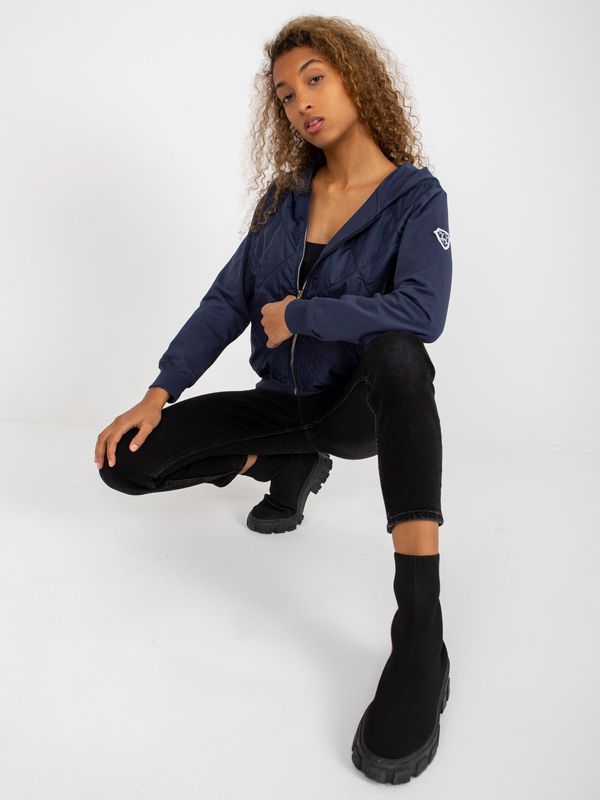 Fashionhunters Navy blue female bomber with hood RUE PARIS