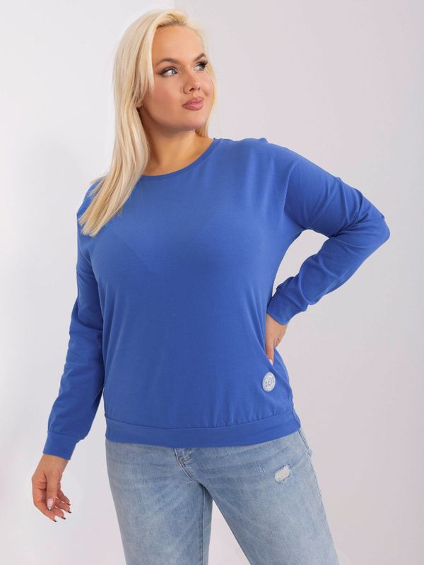 Fashionhunters Navy blue plus size blouse with long sleeves