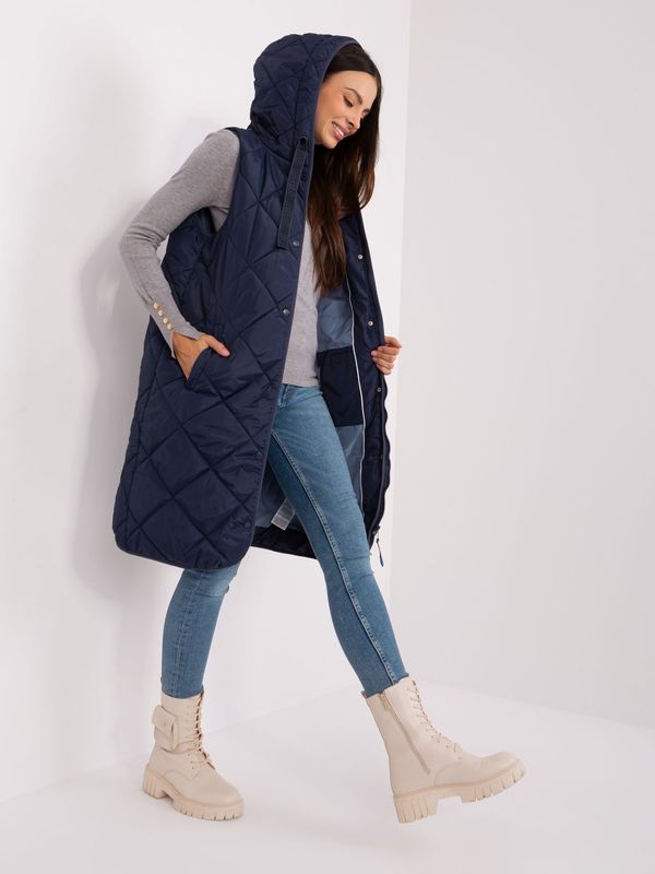 Fashionhunters Navy blue quilted vest with SUBLEVEL fastening