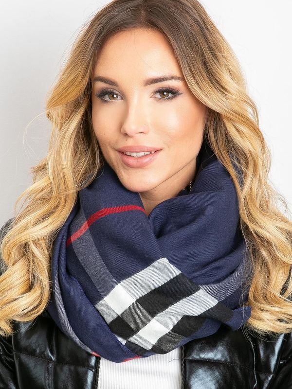 Fashionhunters Navy blue scarf with fringe