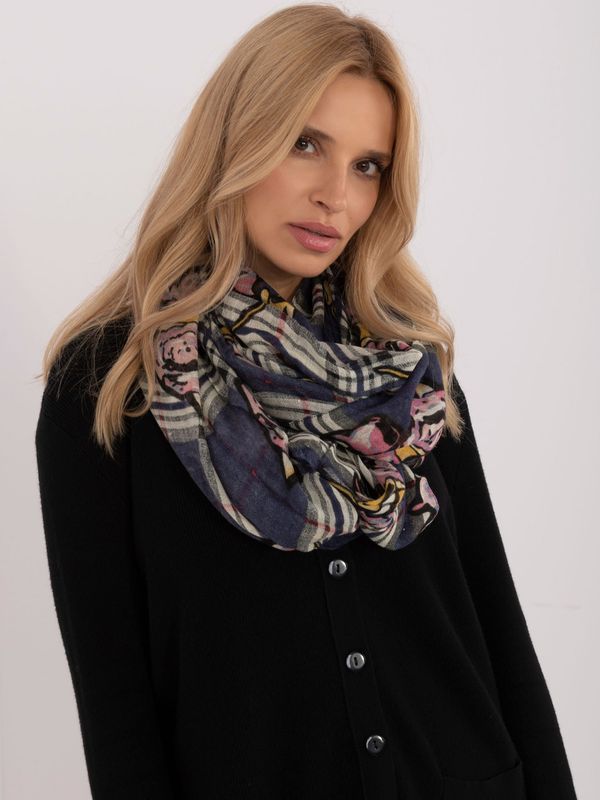 Fashionhunters Navy blue women's checkered scarf