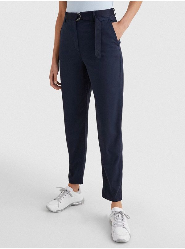 Tommy Hilfiger Navy Blue Women's Cropped Trousers with Belt Tommy Hilfiger - Women